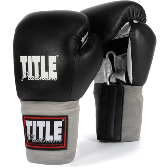 Изображение Перчатки боксерские на липучке TITLE черный/серебристый