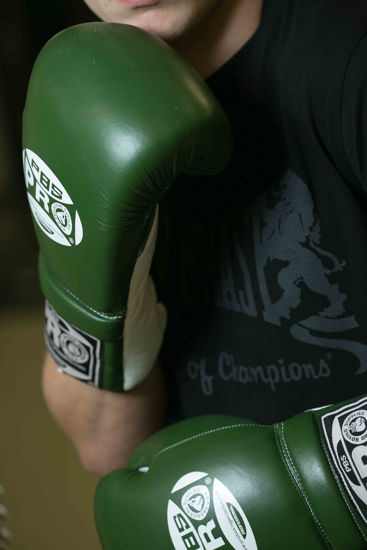 Изображение Профессиональные перчатки для бокса (на шнуровке) зеленый 10 унций