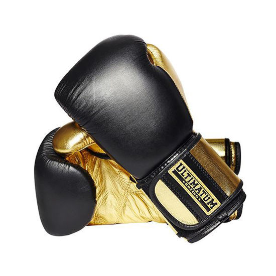 Боксерские перчатки на липучке, черный с золотым цвет