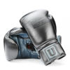 Боксерские перчатки со шнуровкой, цвет черный с синим