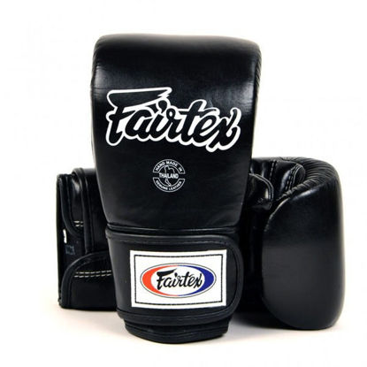 Тайский бокс перчатки Fairtex снарядные с закрытым пальцем на липучке черный