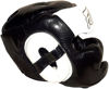 Тайский бокс шлем Fairtex тренировочный с защитой темени  скул и подбородка на липучке черный/белый