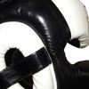 Тайский бокс шлем Fairtex тренировочный с защитой темени  скул и подбородка на липучке черный/белый