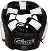 Тайский бокс шлем Fairtex тренировочный с защитой скул и подбородка на липучке черный/белый