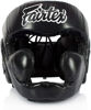 Тайский бокс шлем Fairtex тренировочный с защитой скул и подбородка на липучке черный