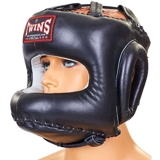 Тайский бокс шлем закрытый с бампером TWINS черный